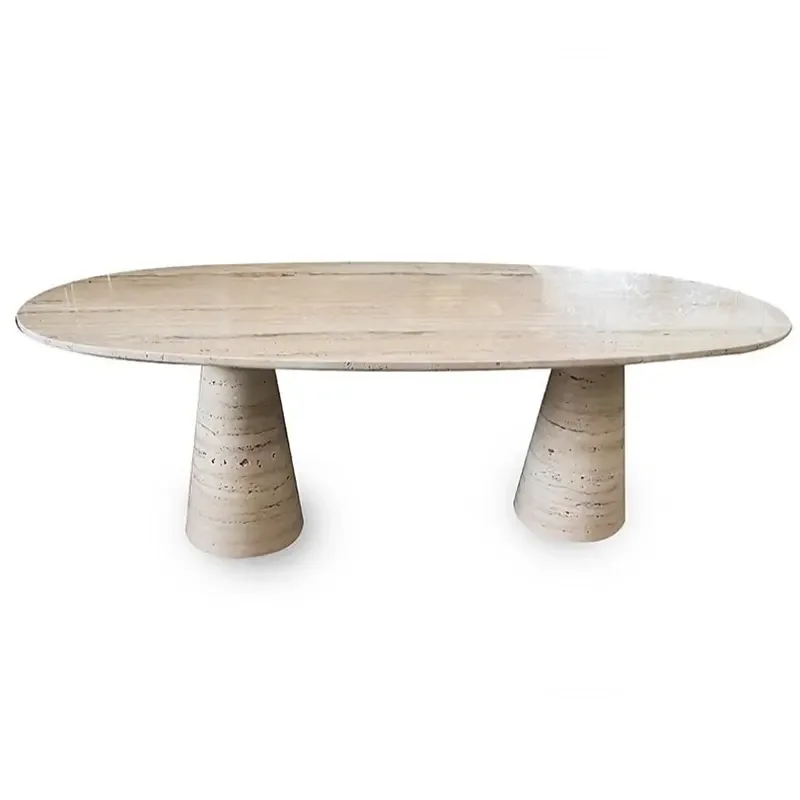 Luxury Oval Marble Dining Table – Hulmara Design with Dual Conical bases
