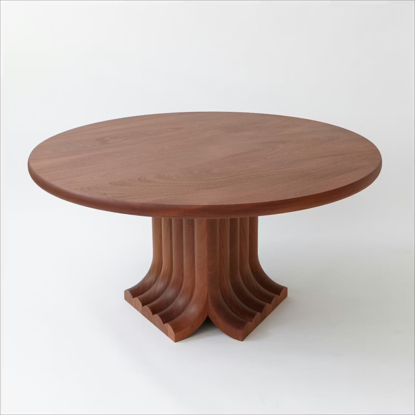 Joki Round — Solid Walnut Sculptural Fan-Pedestal Dining Table