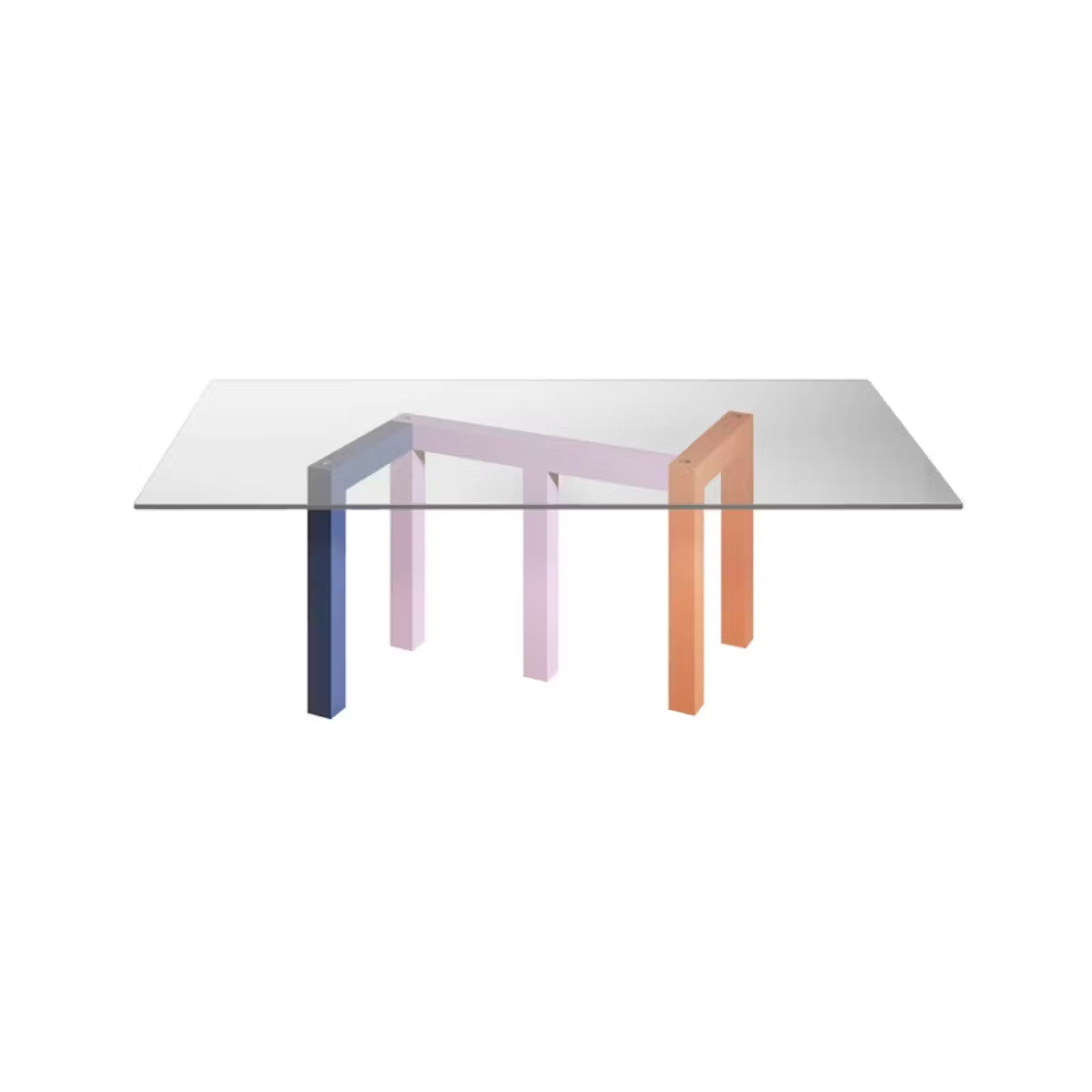 Varjo Rect — Glass & Painted Steel Dining Table