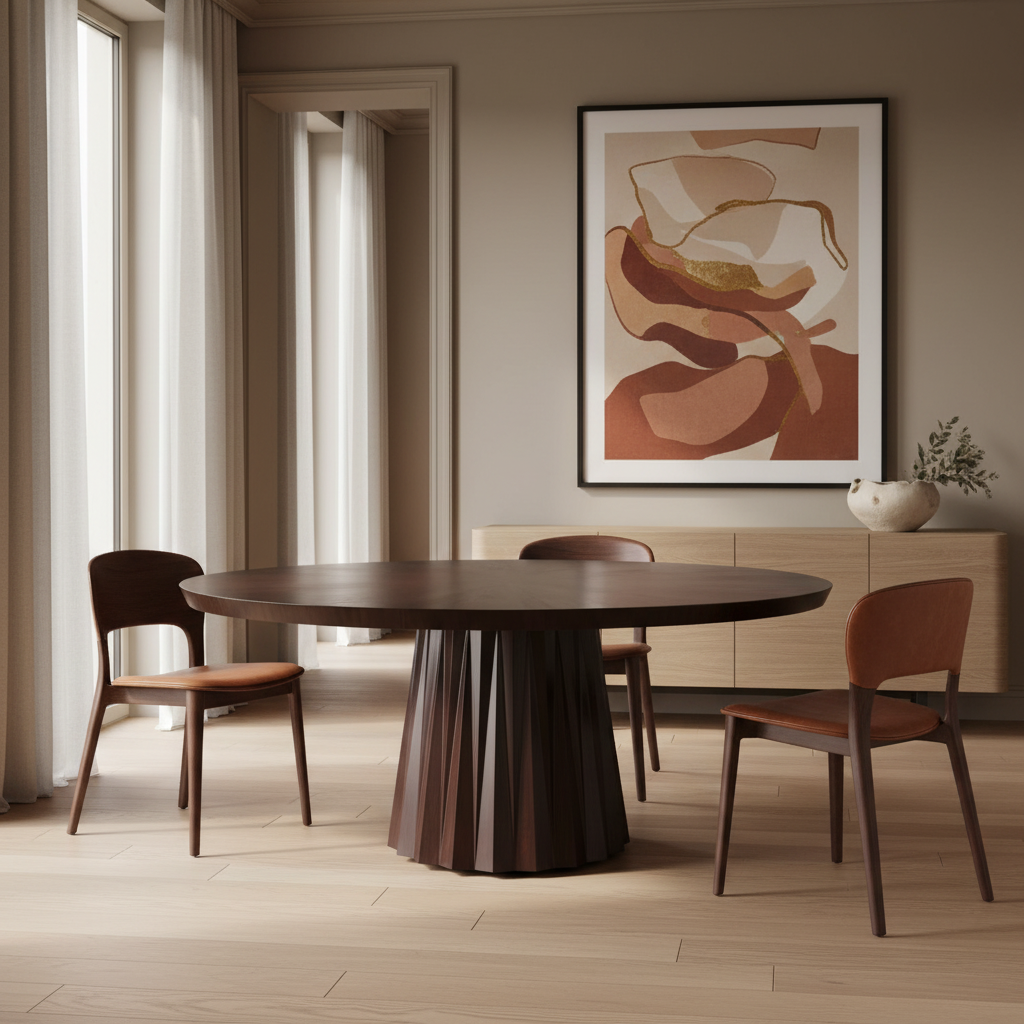 Uoma Oval — Lacquered Fluted Pedestal Dining Table