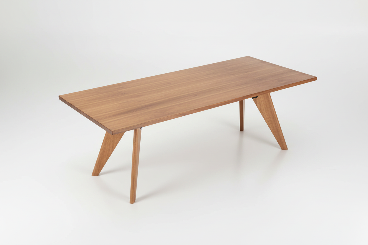 Solki Rect — Solid Oak & Steel Rod Dining Table RISQUE DMCA
