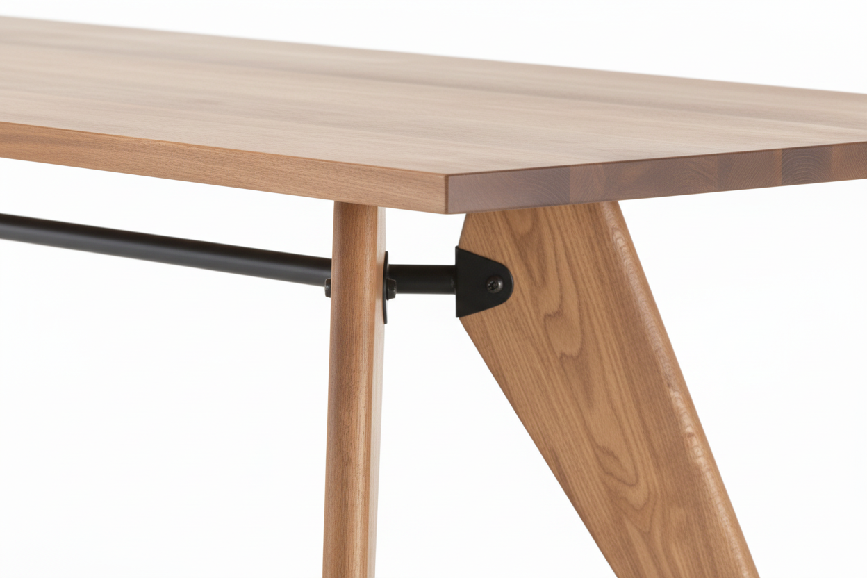 Solki Rect — Solid Oak & Steel Rod Dining Table RISQUE DMCA