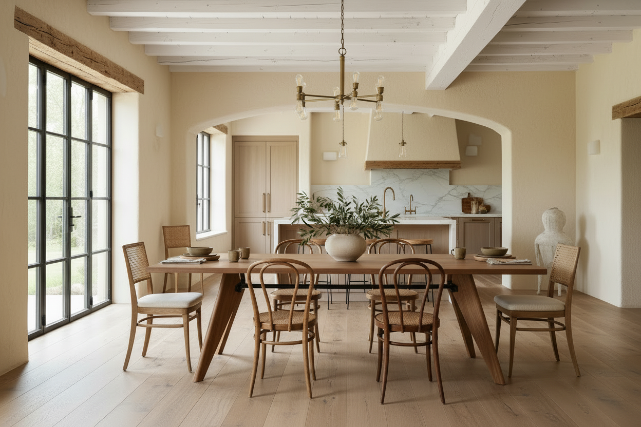 Solki Rect — Solid Oak & Steel Rod Dining Table RISQUE DMCA