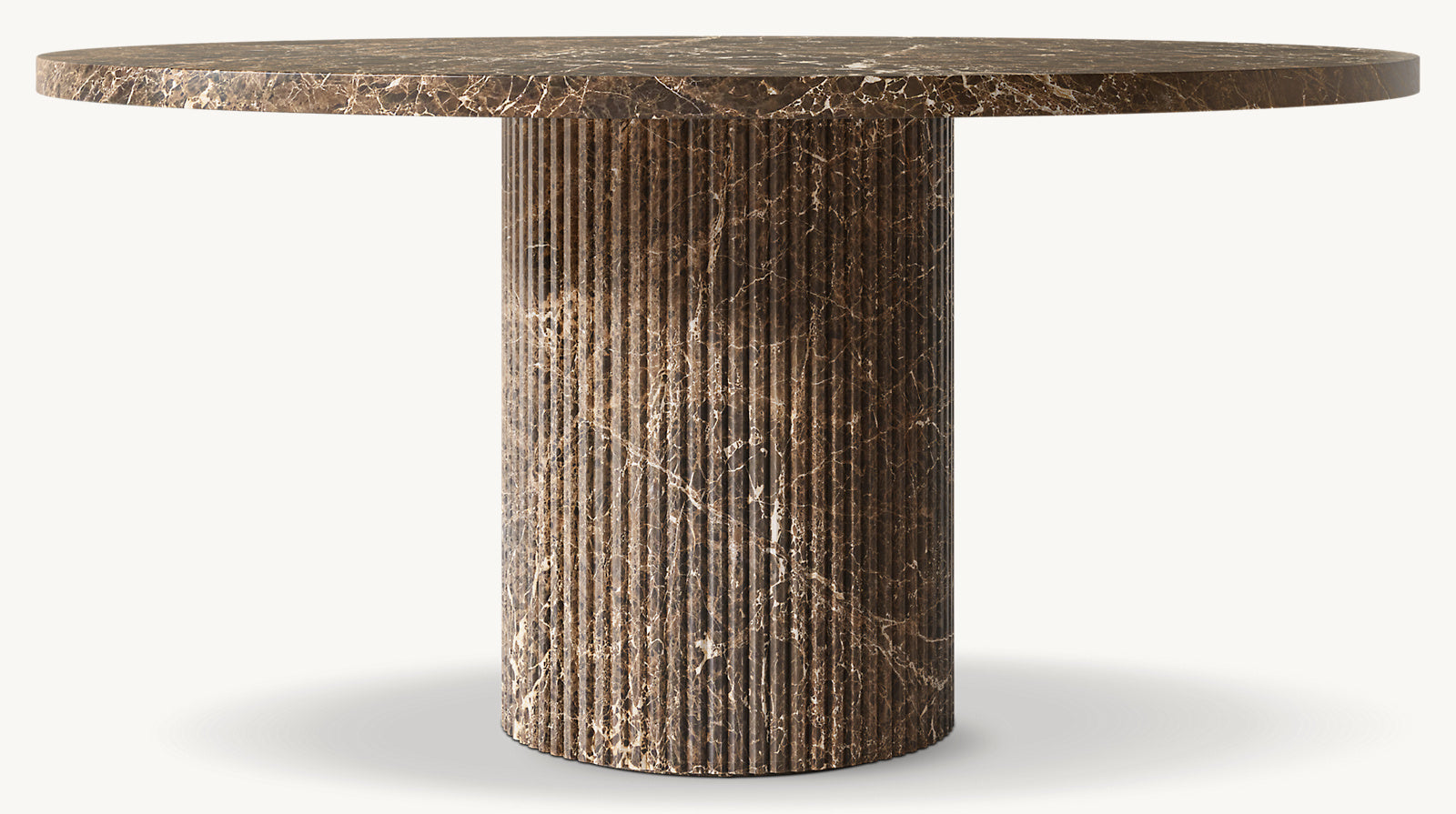 Pylväs Round — Emperador Dark All-Marble Fluted Column Dining Table