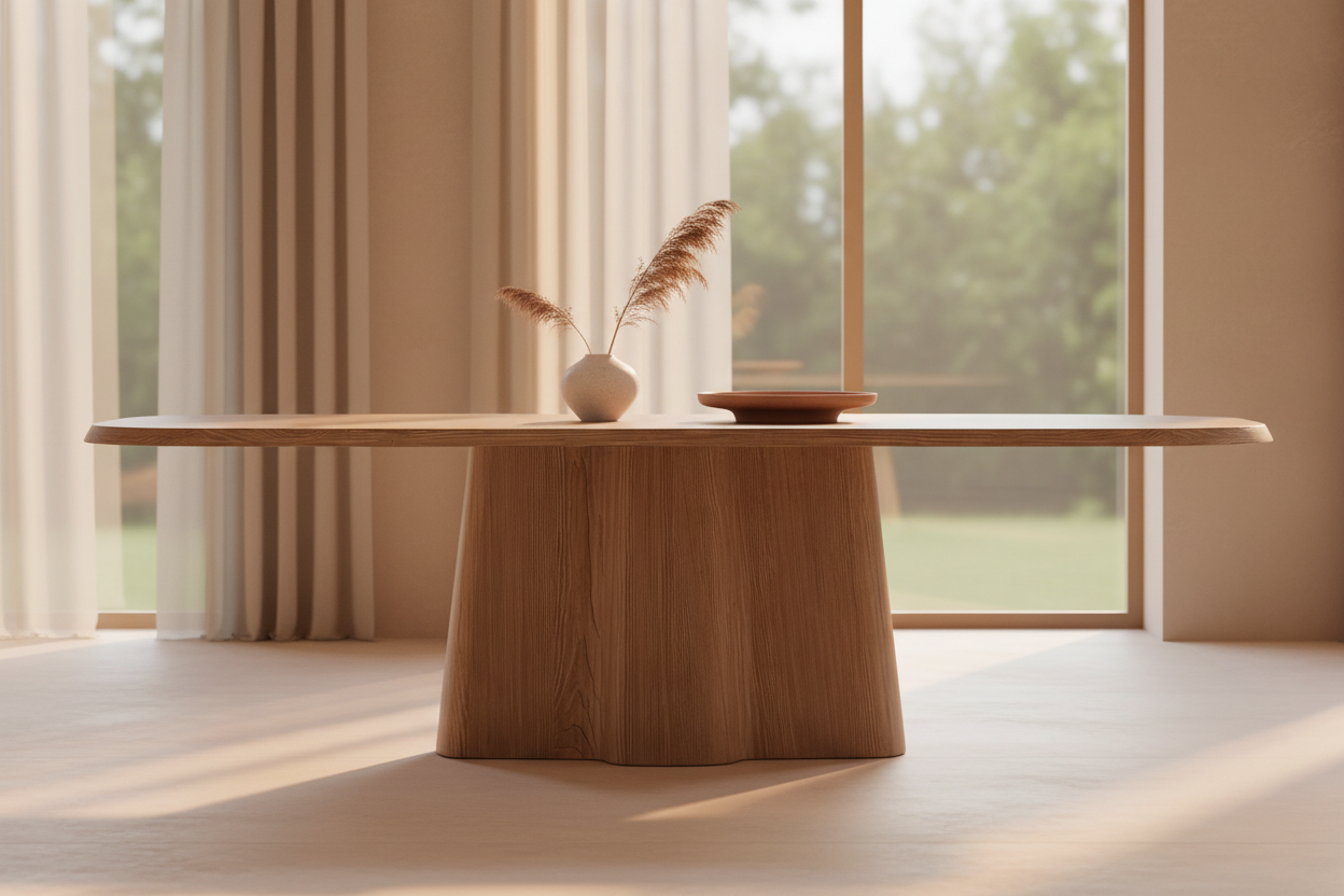 Kukinto Oval — Solid Oak Organic Lobed Pedestal Dining Table