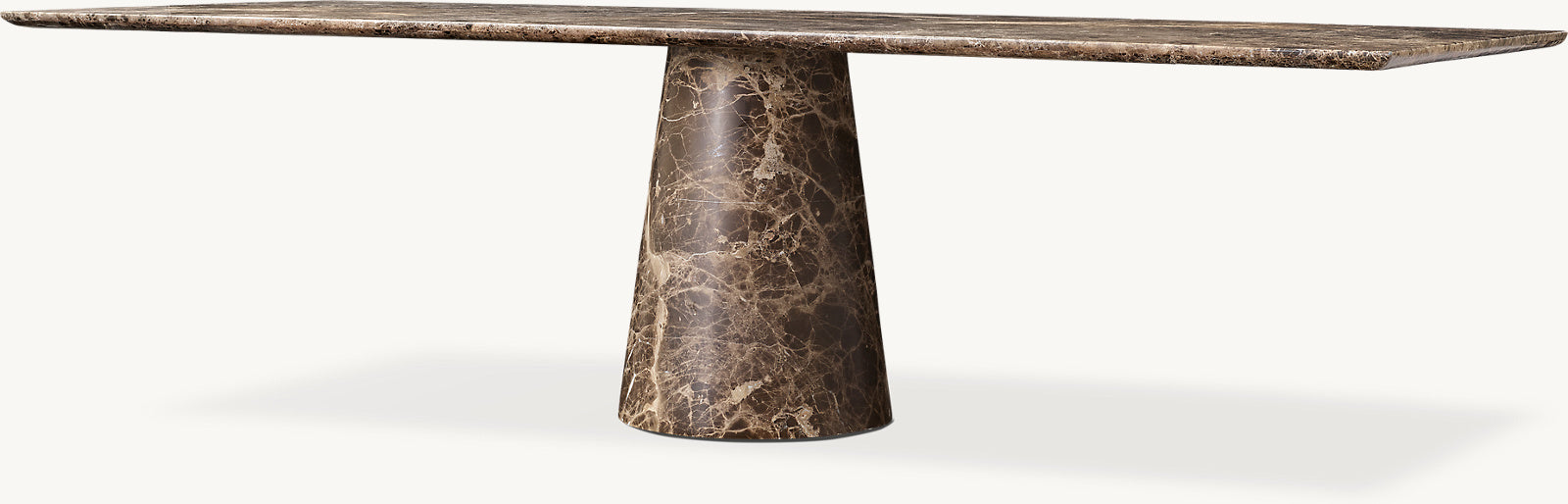 Kivi Rect — Emperador Dark All-Marble Cone Pedestal Rectangular Dining Table
