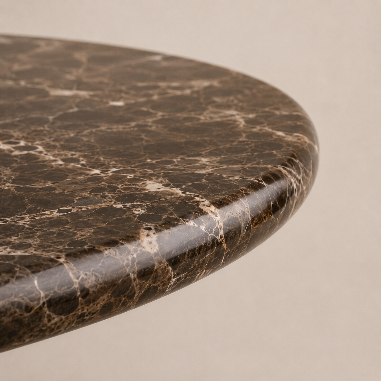 Pylväs Round — Emperador Dark All-Marble Fluted Column Dining Table
