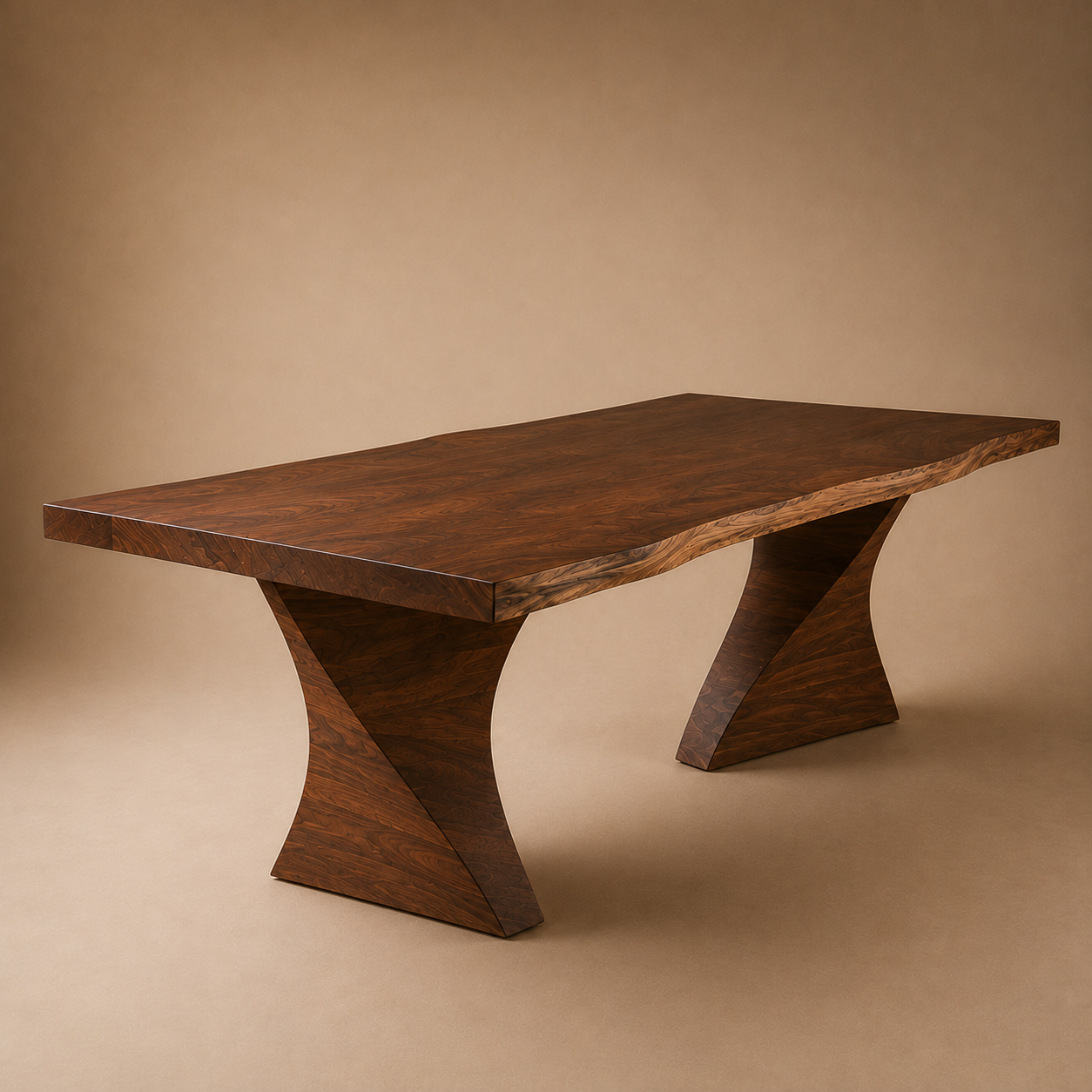 The Siipi Rectangular Dining Table — Solid Walnut with Sculpted Double-Wing Base