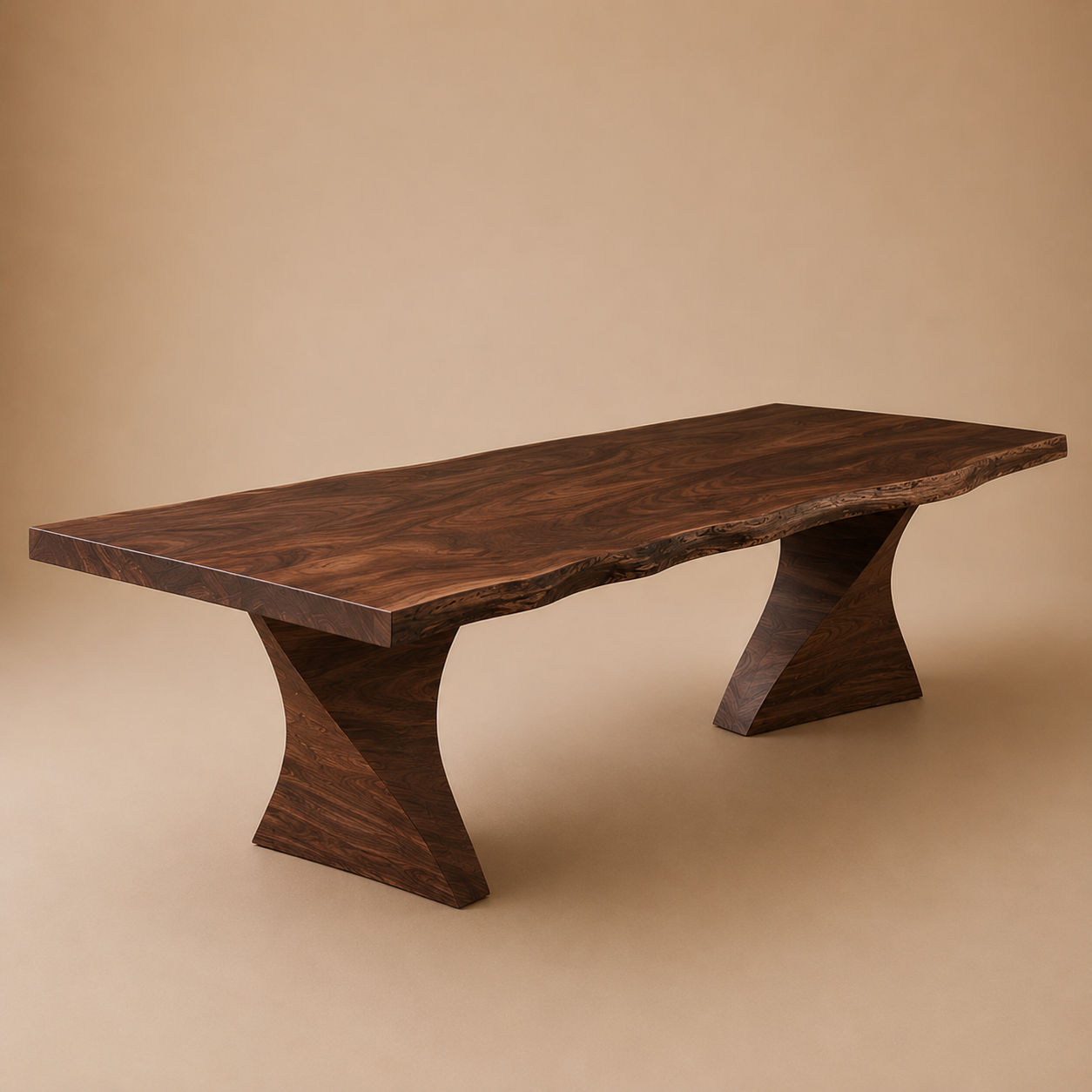 The Siipi Rectangular Dining Table — Solid Walnut with Sculpted Double-Wing Base
