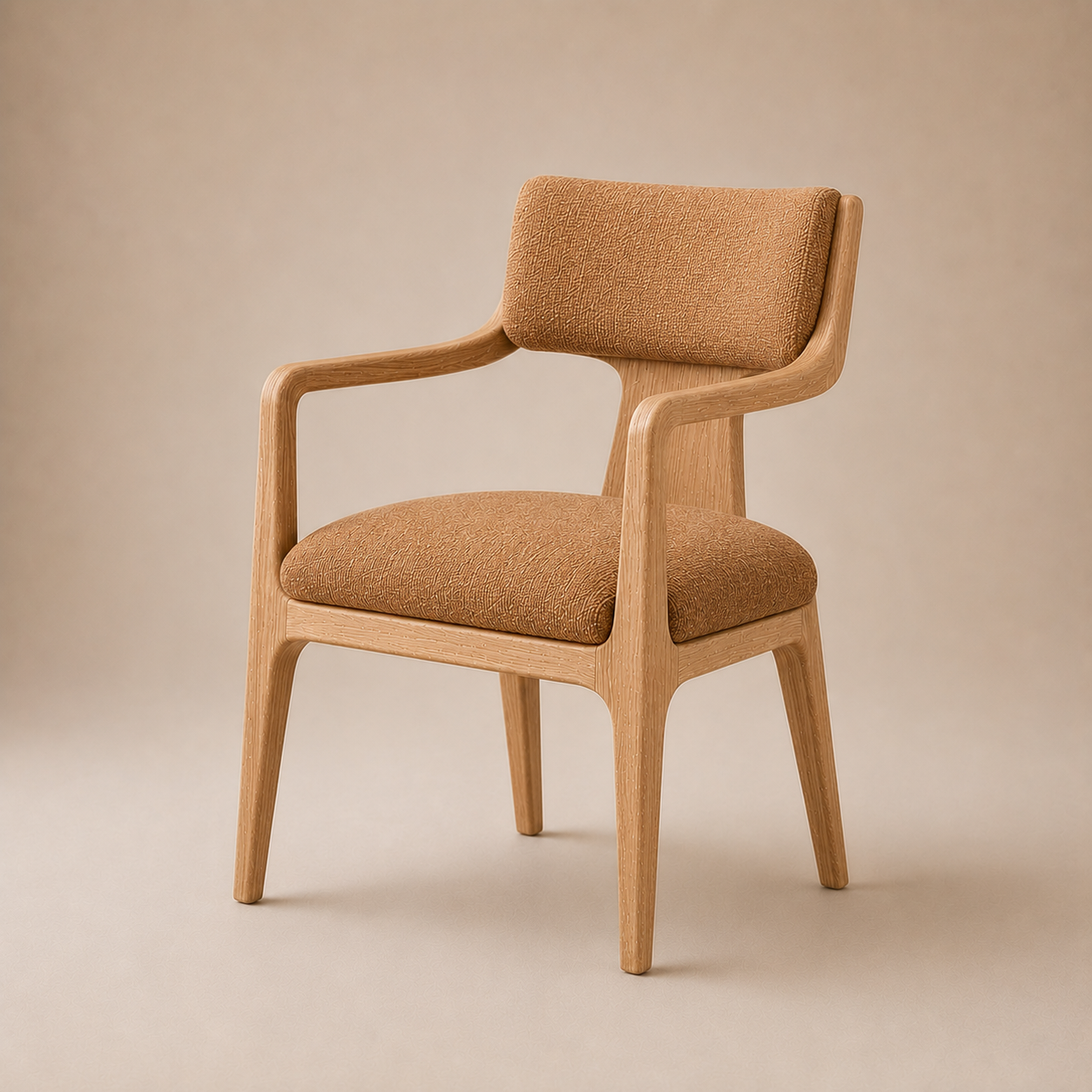 The Span Dining Armchair — Ebonized Oak Open Frame with Cognac Upholstered Seat & Back