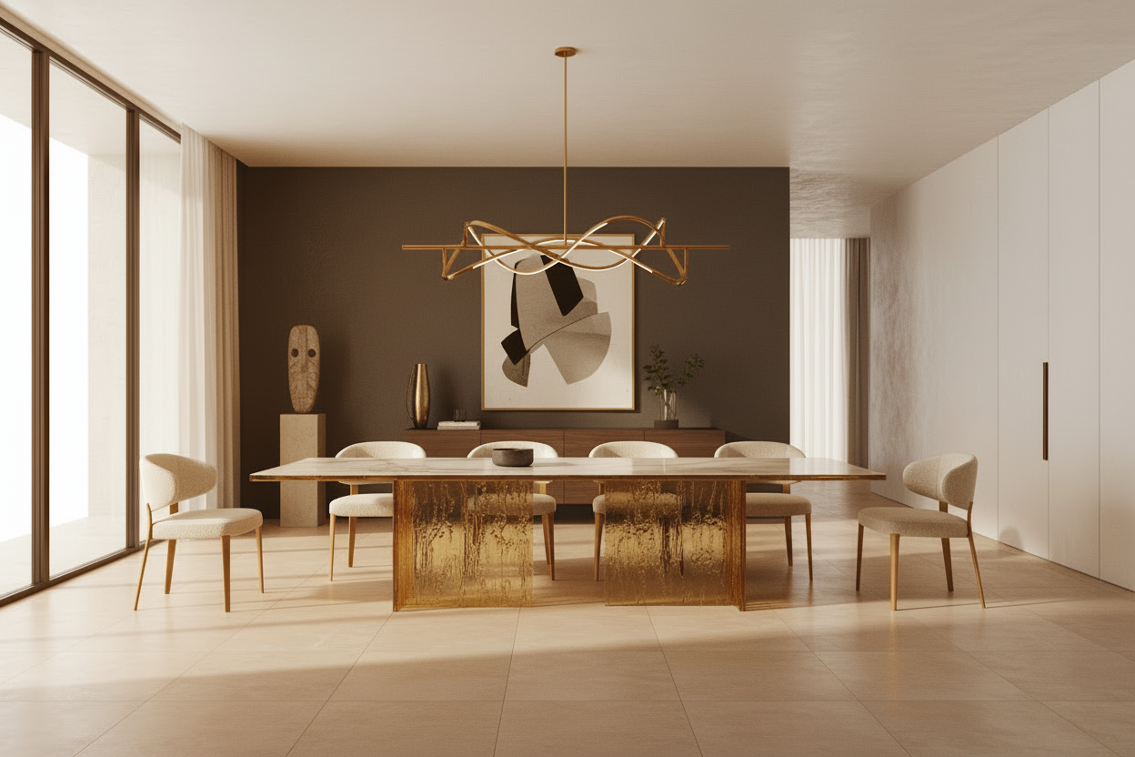 Kulta Rect — Cast Brass Sculptural Monolith Dining Table