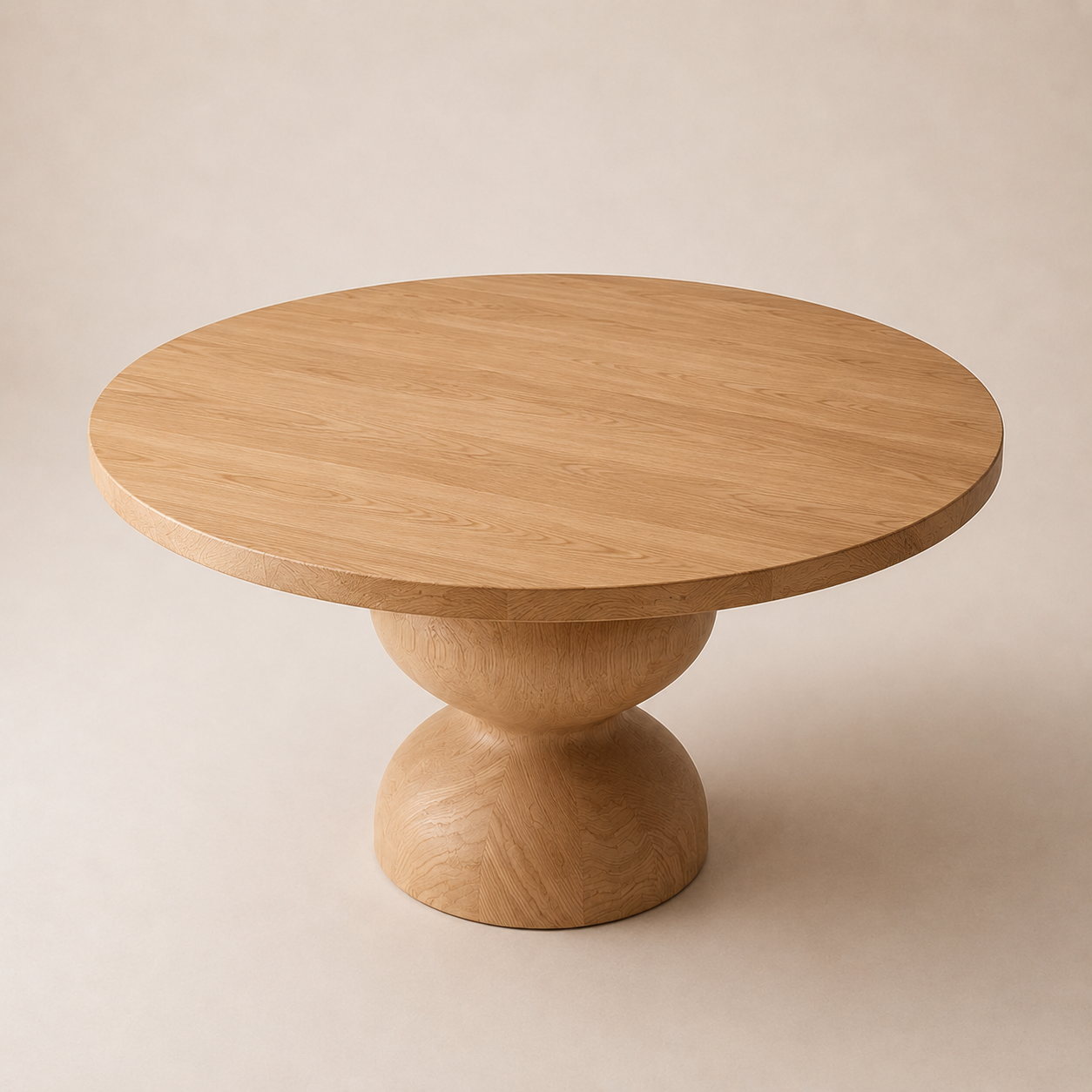 Torno Round — Solid Oak Hourglass Pedestal Dining Table