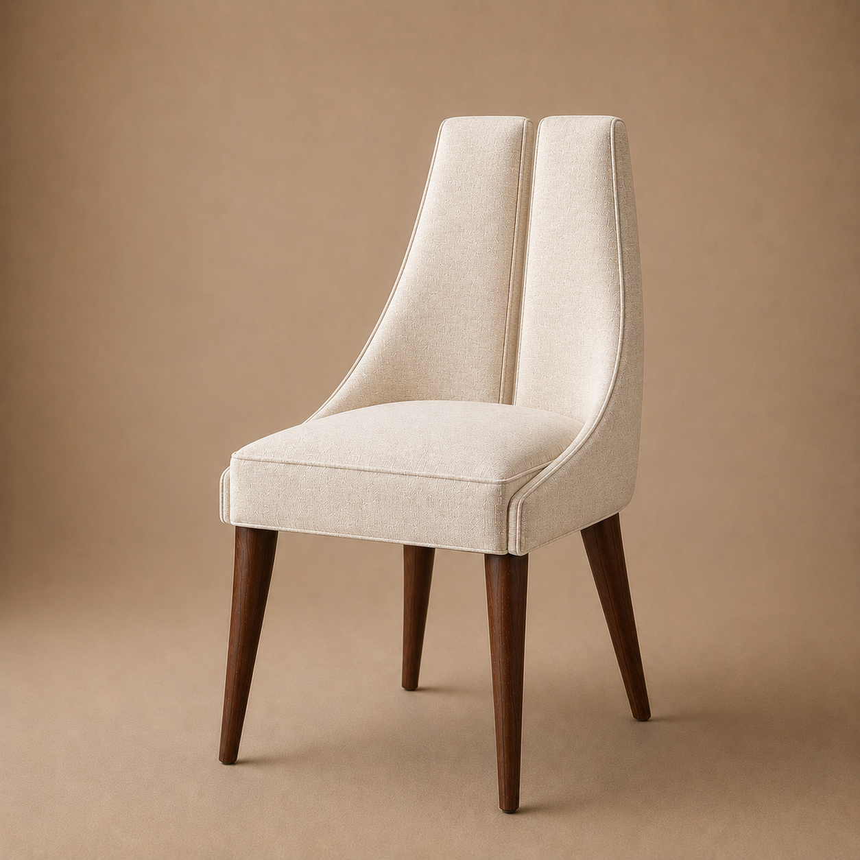 The Tuli Dining Side Chair — High-Back Split Velvet in Burnt Orange with Solid Walnut Legs