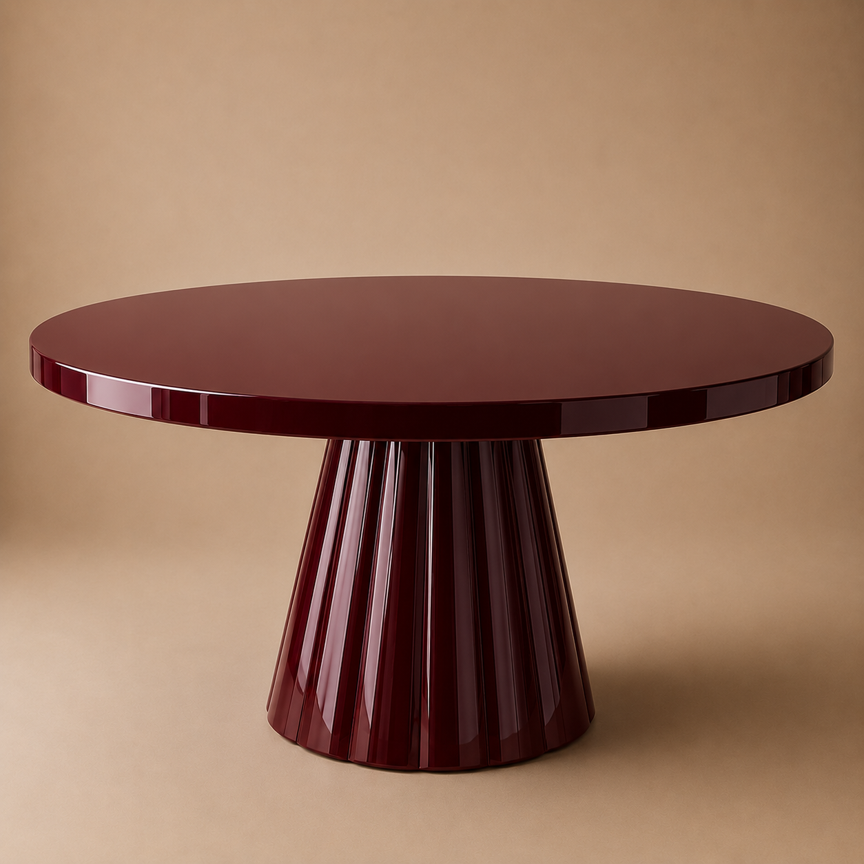 Uoma Round — Lacquered Fluted Pedestal Dining Table